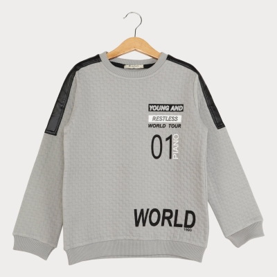 بلوز پسرانه ژاکارد سرشانه چرم