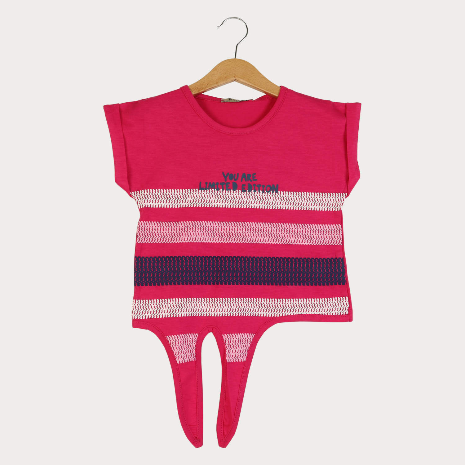 تیشرت یکرو لایکرا اسلپ جلو گره ای