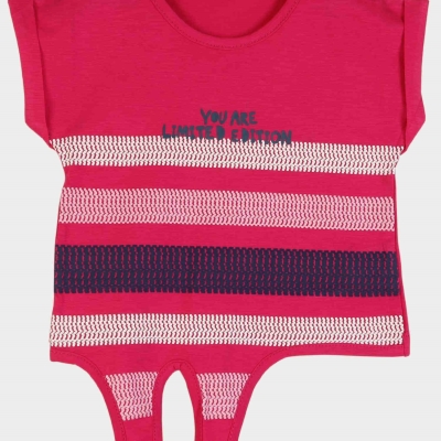 تیشرت یکرو لایکرا اسلپ جلو گره ای