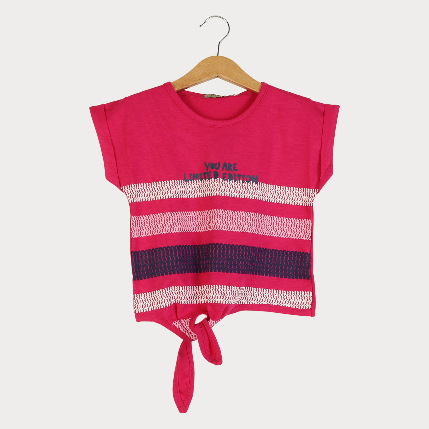 تیشرت یکرو لایکرا اسلپ جلو گره ای