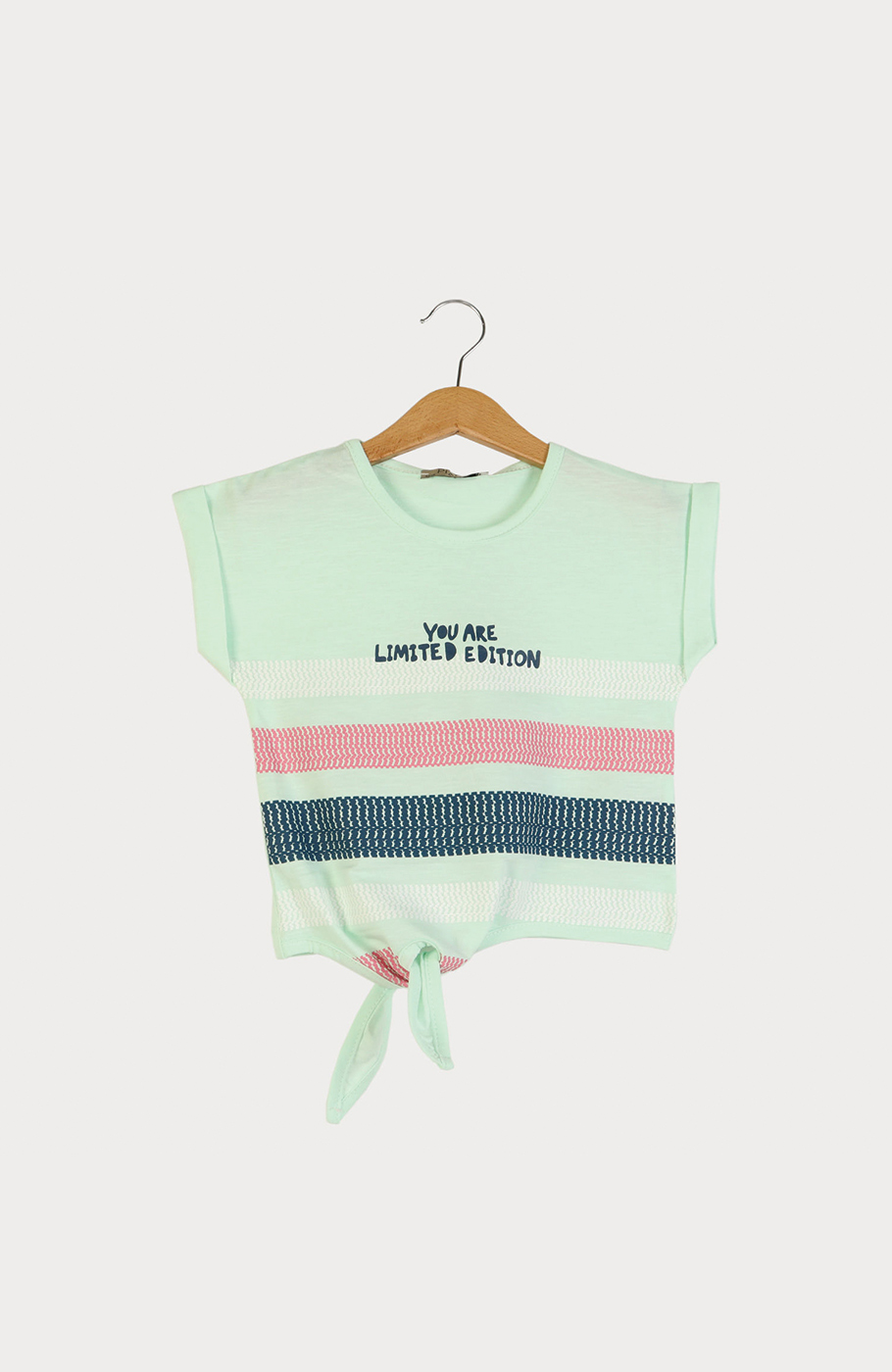 تیشرت یکرو لایکرا اسلپ جلو گره ای