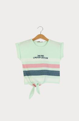 تیشرت یکرو لایکرا اسلپ جلو گره ای