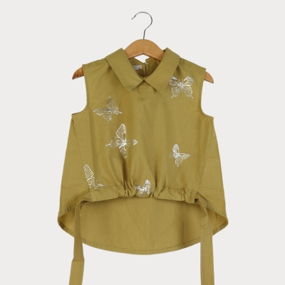 تاپ پوپلین نازک یقه دار