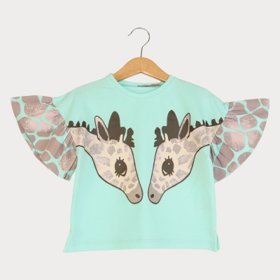 تیشرت یکرو لایکرا آستین چین دار