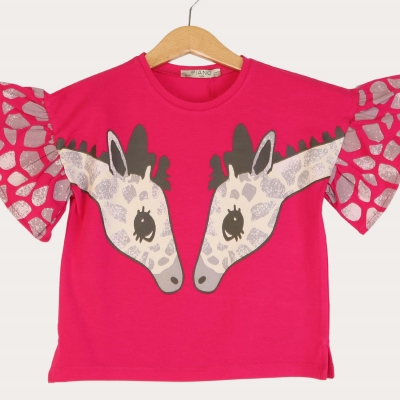 تیشرت یکرو لایکرا آستین چین دار