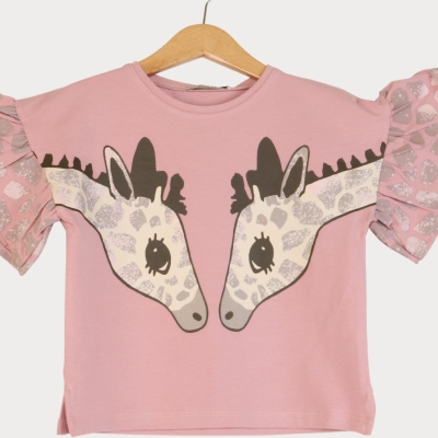 تیشرت یکرو لایکرا آستین چین دار