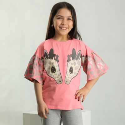 تیشرت یکرو لایکرا آستین چین دار