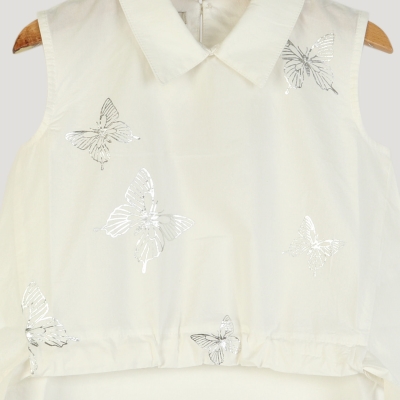 تاپ پوپلین نازک یقه دار