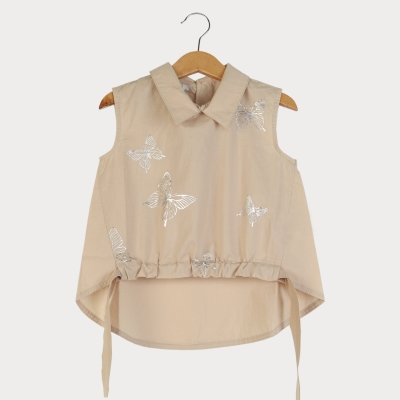 تاپ پوپلین نازک یقه دار