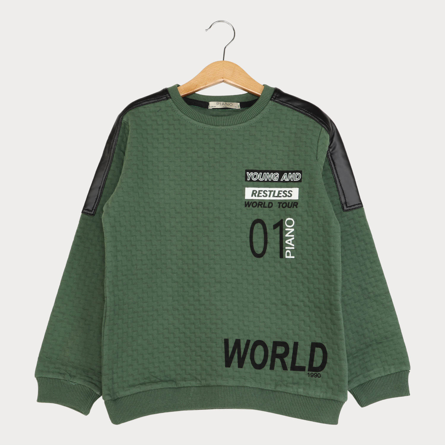 بلوز پسرانه ژاکارد سرشانه چرم