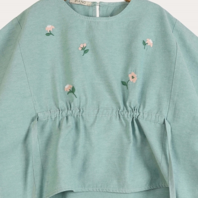 بلوز آکسفورد آستین پاکتی گت دار