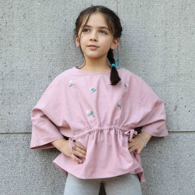 بلوز آکسفورد آستین پاکتی گت دار