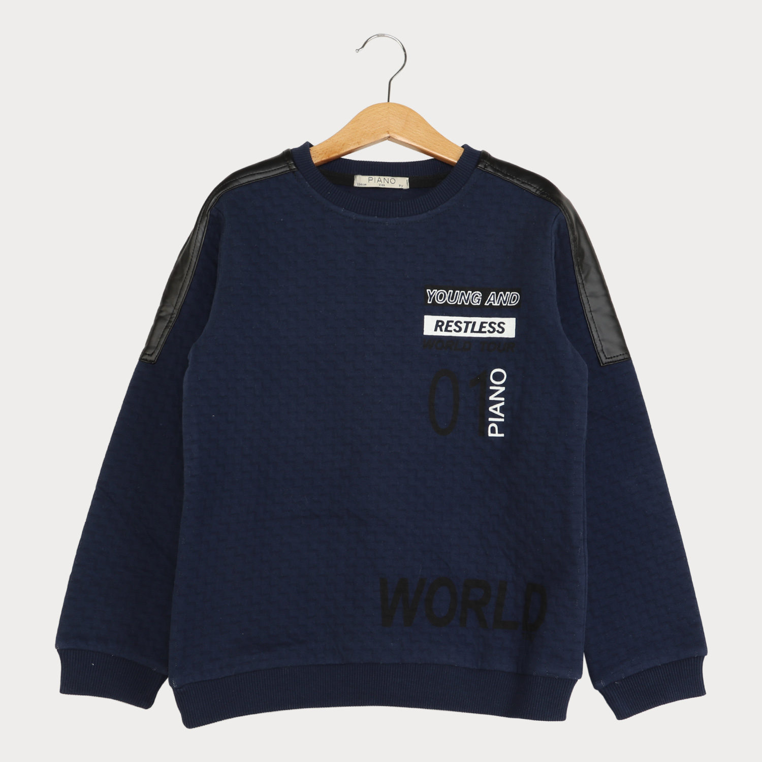 بلوز پسرانه ژاکارد سرشانه چرم