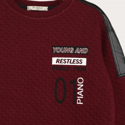 بلوز پسرانه ژاکارد سرشانه چرم