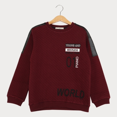 بلوز پسرانه ژاکارد سرشانه چرم