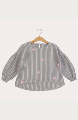 بلوز آکسفورد راه راه سرشانه افتاده