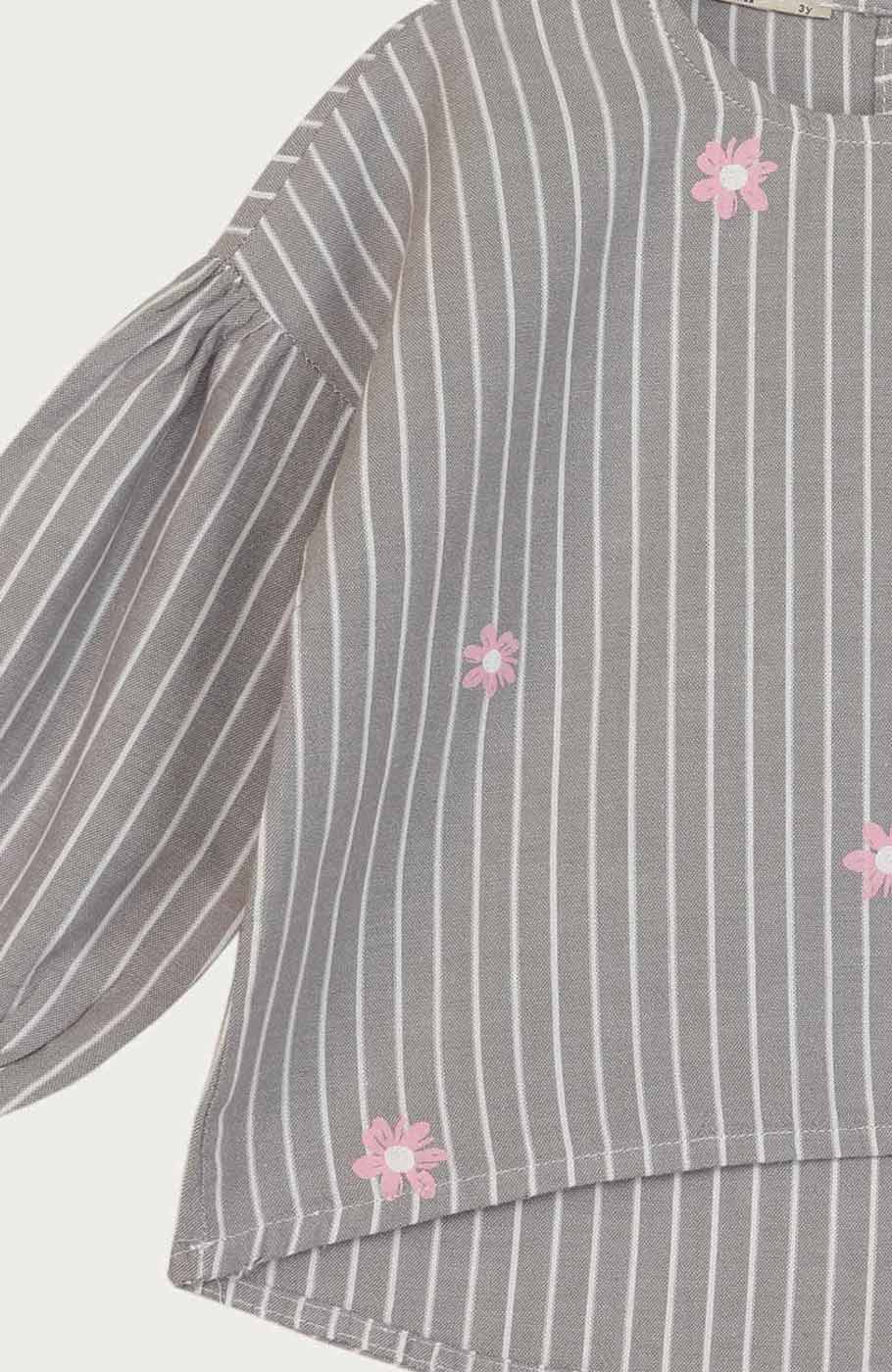 بلوز آکسفورد راه راه سرشانه افتاده