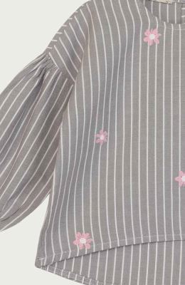 بلوز آکسفورد راه راه سرشانه افتاده