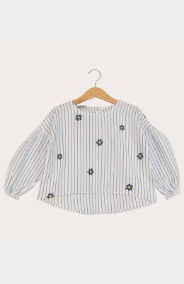 بلوز آکسفورد راه راه سرشانه افتاده