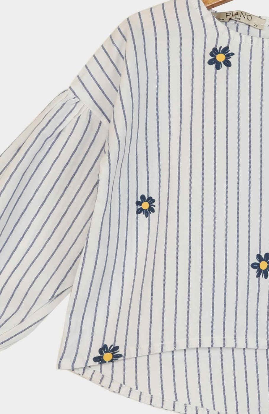 بلوز آکسفورد راه راه سرشانه افتاده