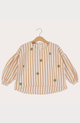 بلوز آکسفورد راه راه سرشانه افتاده