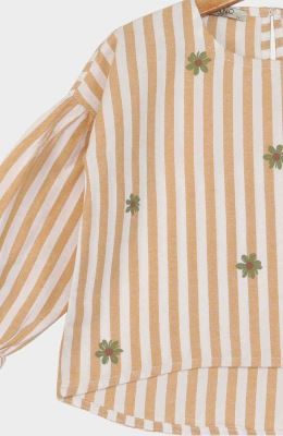 بلوز آکسفورد راه راه سرشانه افتاده