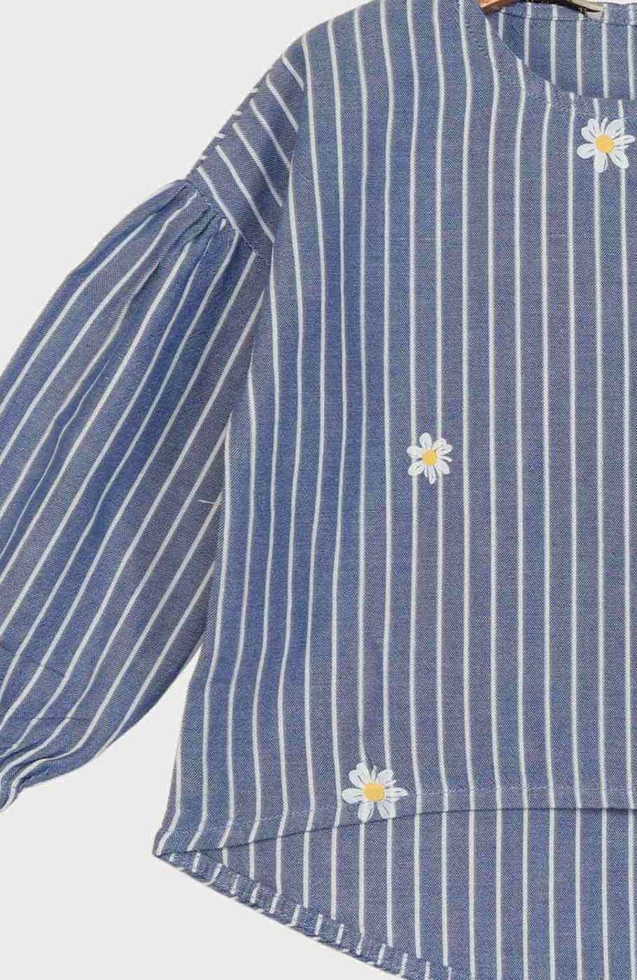 بلوز آکسفورد راه راه سرشانه افتاده