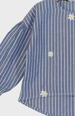 بلوز آکسفورد راه راه سرشانه افتاده