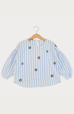 بلوز آکسفورد راه راه سرشانه افتاده