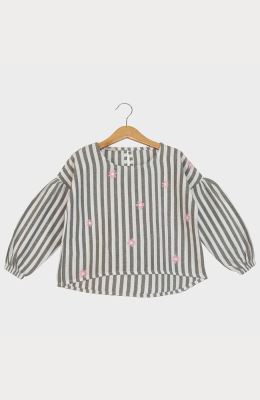 بلوز آکسفورد راه راه سرشانه افتاده