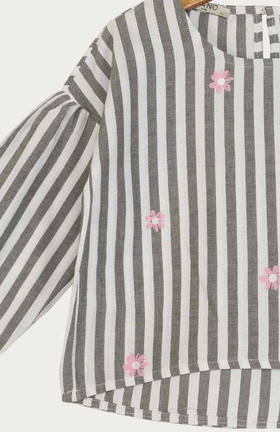 بلوز آکسفورد راه راه سرشانه افتاده