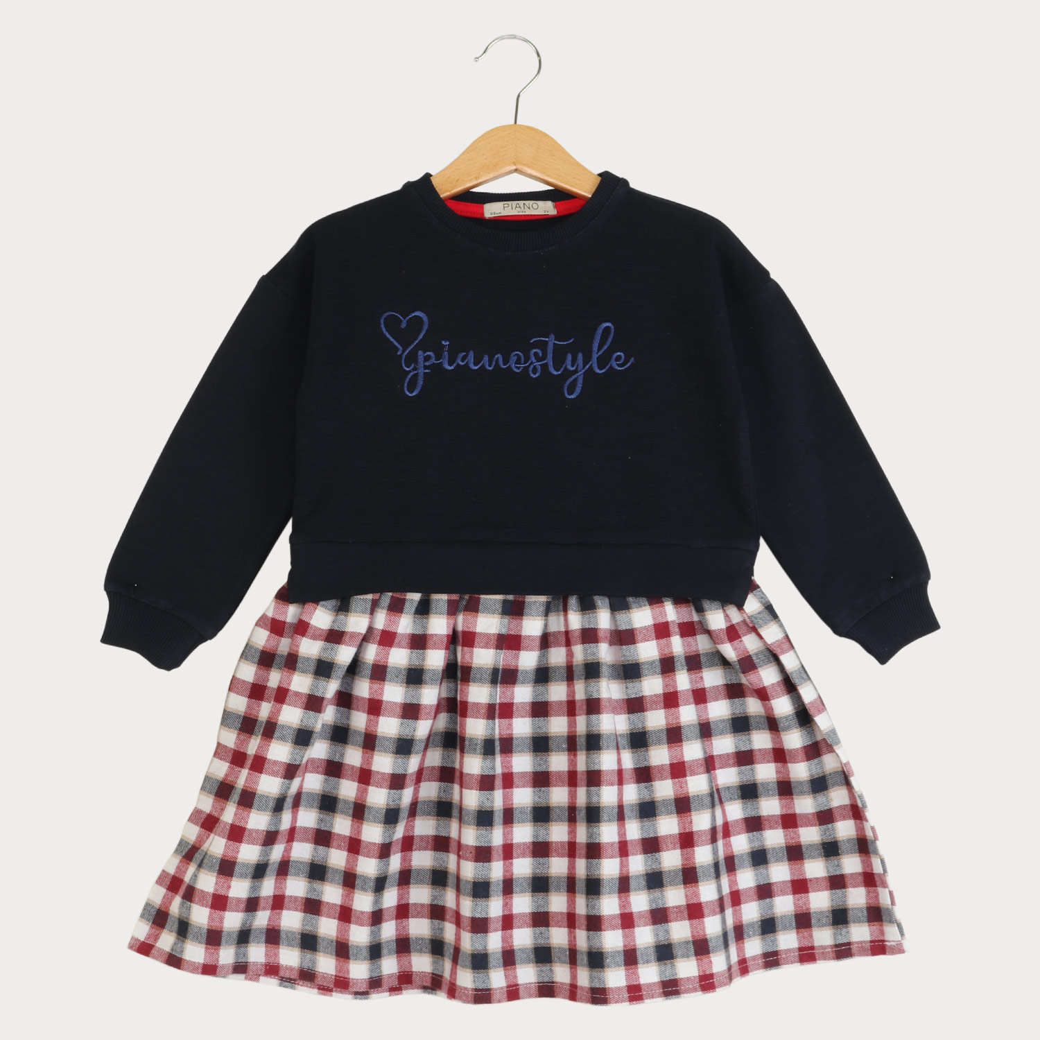 پیراهن دورس لایکرا اسلپ و فلانل چهارخانه