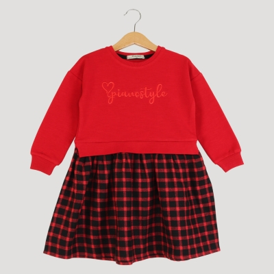 پیراهن دورس لایکرا اسلپ و فلانل چهارخانه