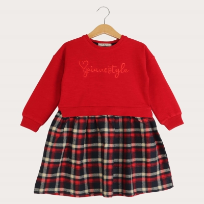 پیراهن دورس لایکرا اسلپ و فلانل چهارخانه