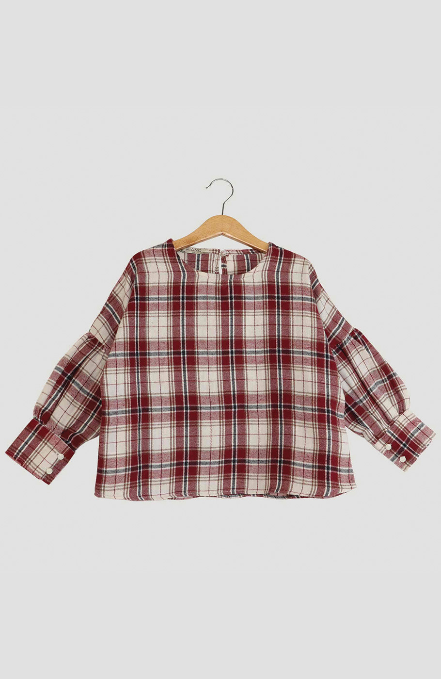 بلوز فلانل مچ چین دار