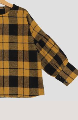 بلوز فلانل مچ چین دار