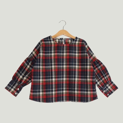 بلوز فلانل مچ چین دار