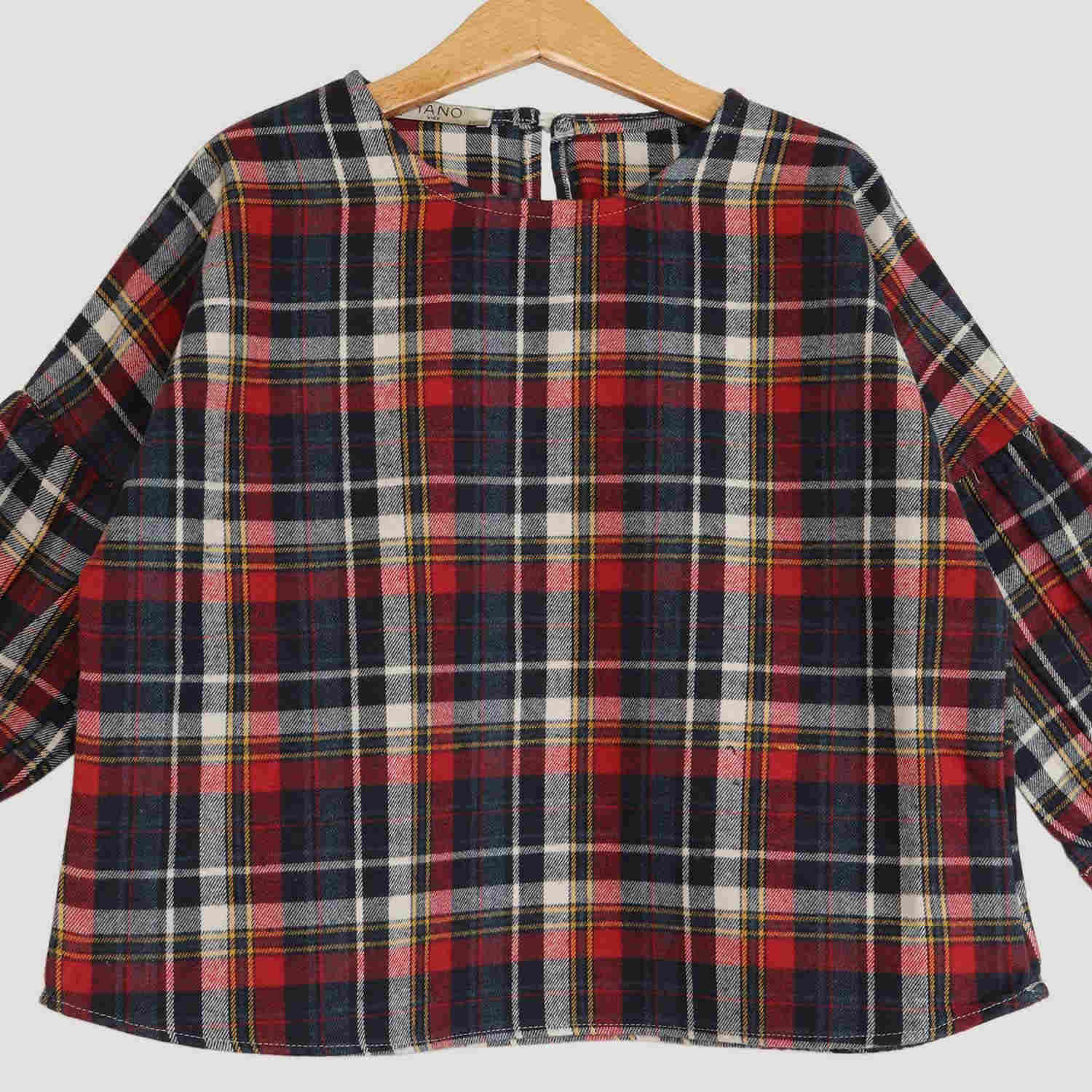 بلوز فلانل مچ چین دار