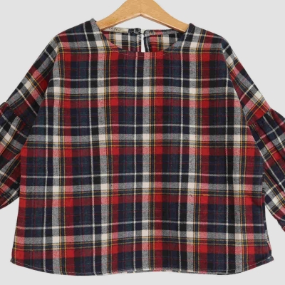 بلوز فلانل مچ چین دار