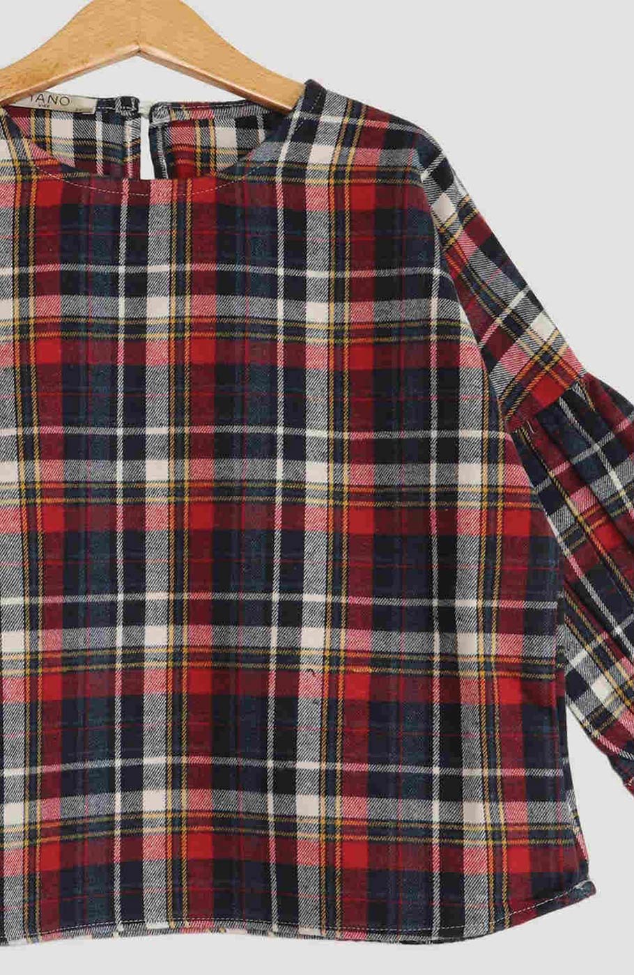 بلوز فلانل مچ چین دار