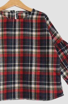 بلوز فلانل مچ چین دار