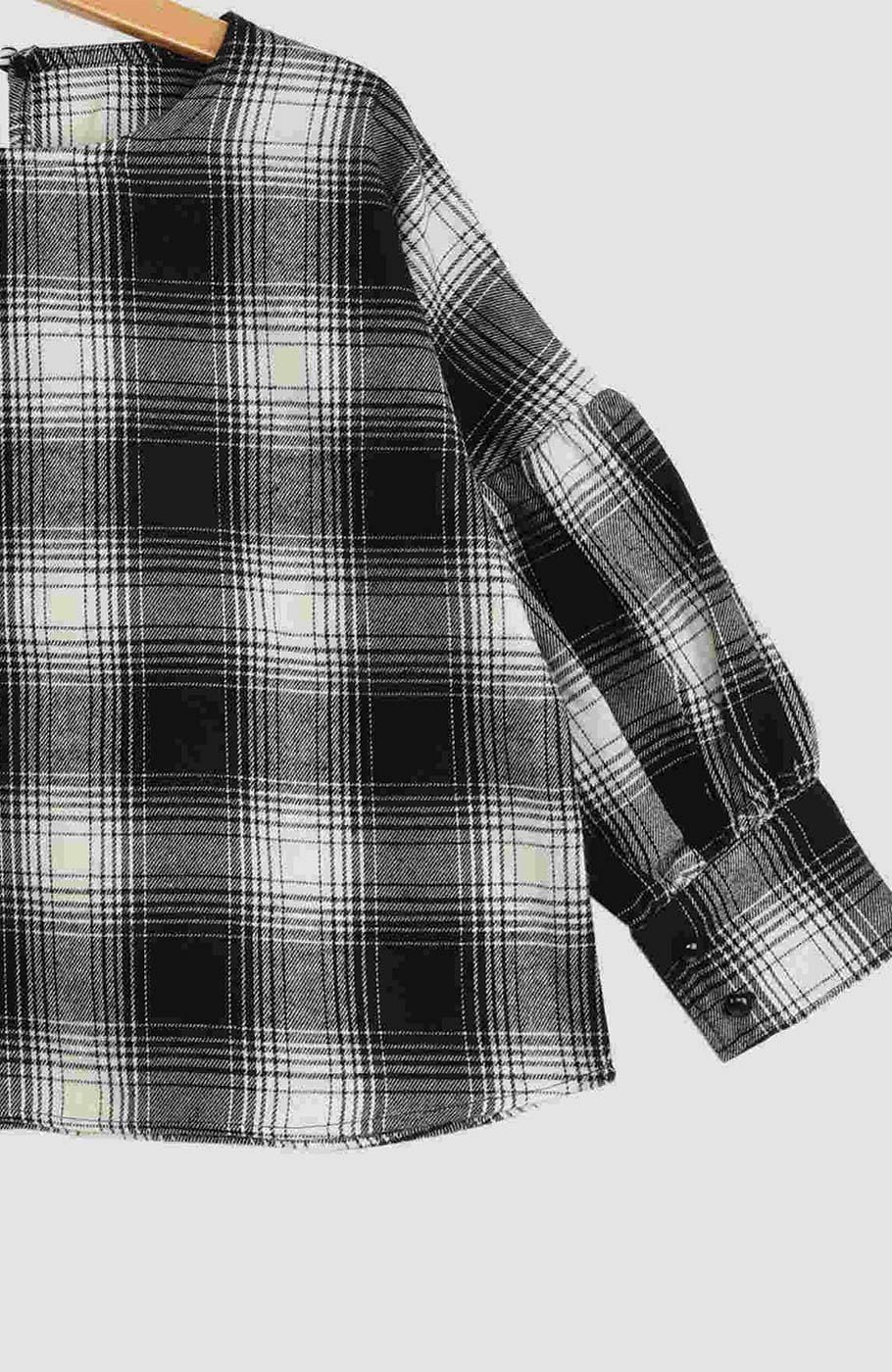 بلوز فلانل مچ چین دار