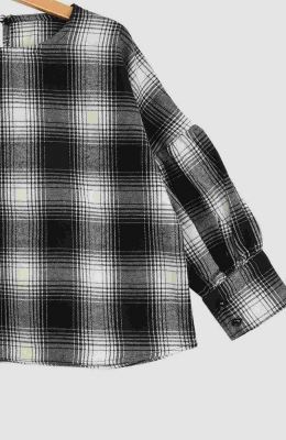 بلوز فلانل مچ چین دار