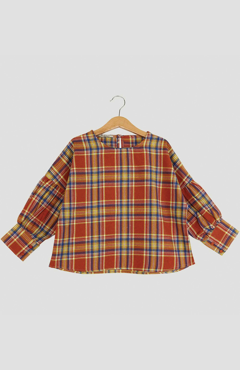 بلوز فلانل مچ چین دار