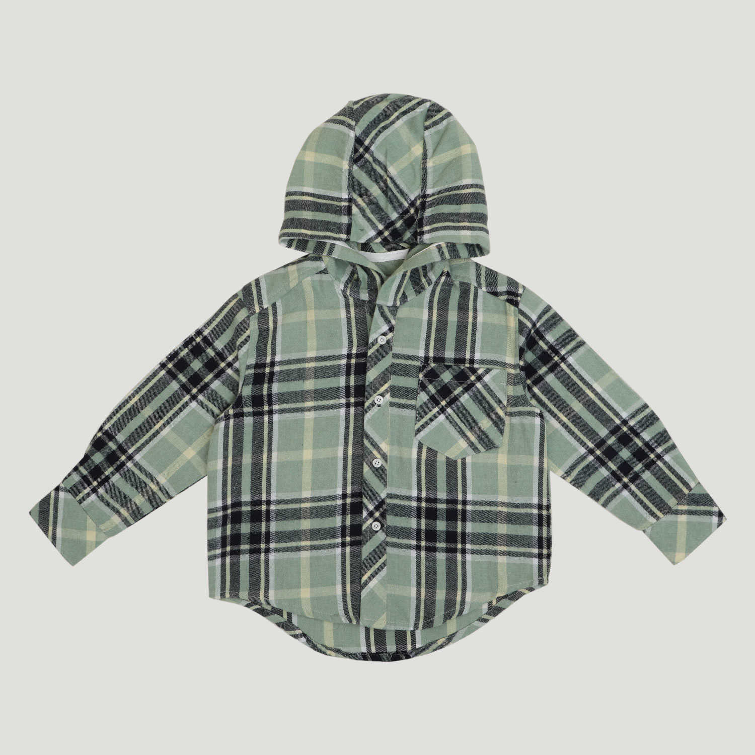 شومیز فلانل آستین بلند کلاه دار