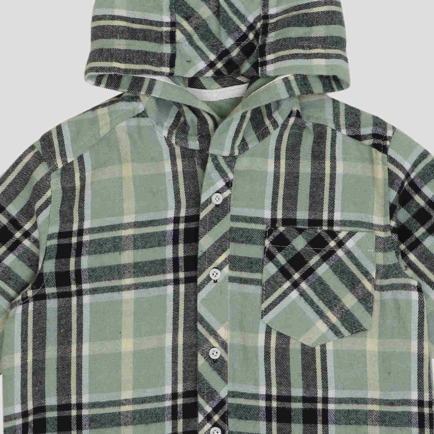 شومیز فلانل آستین بلند کلاه دار