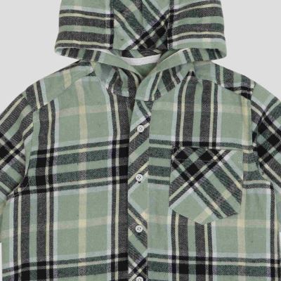 شومیز فلانل آستین بلند کلاه دار