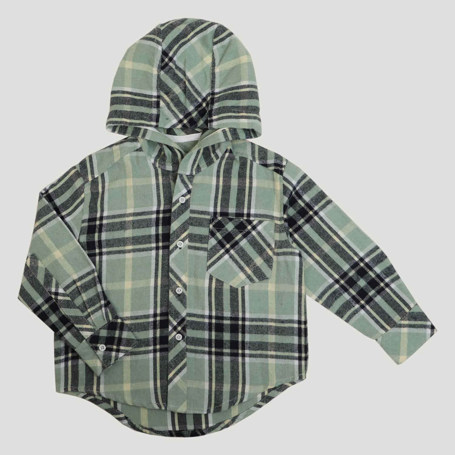 شومیز فلانل آستین بلند کلاه دار