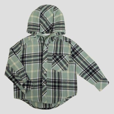 شومیز فلانل آستین بلند کلاه دار