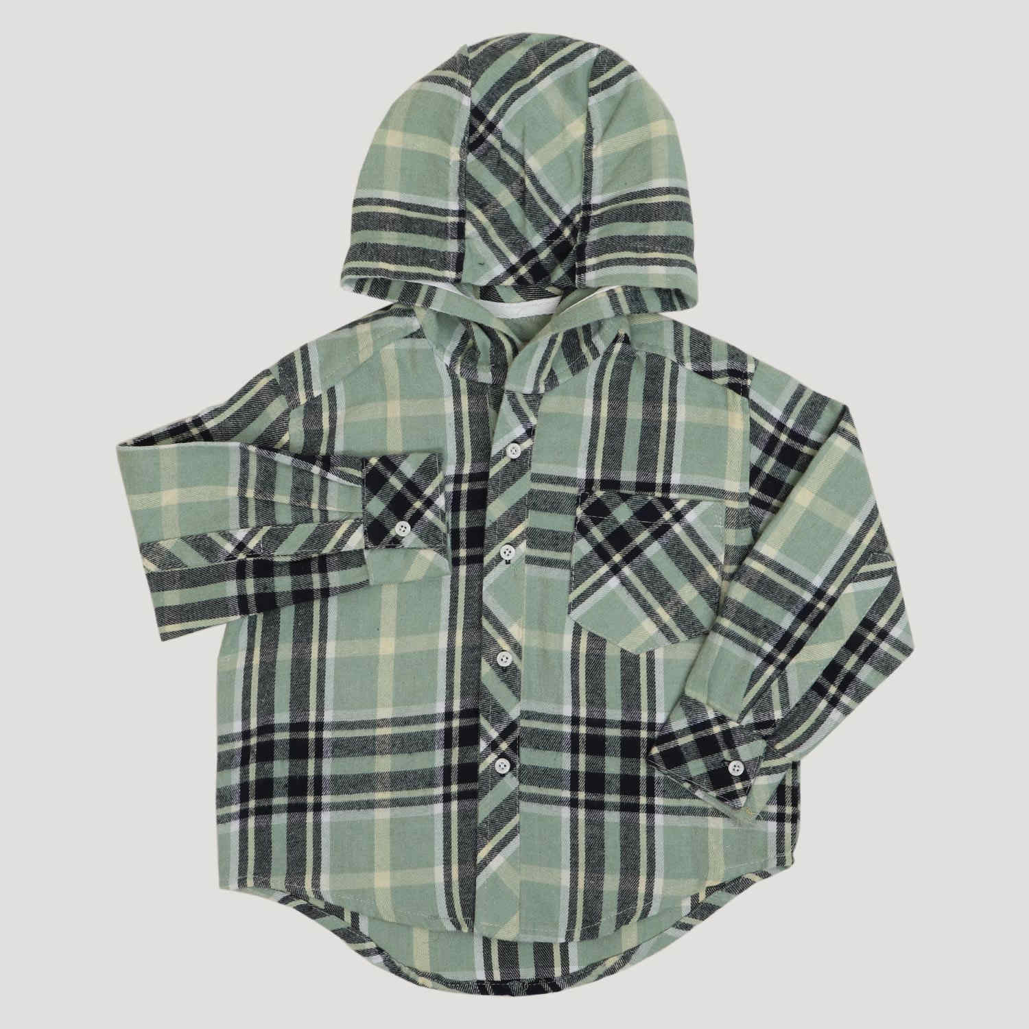 شومیز فلانل آستین بلند کلاه دار